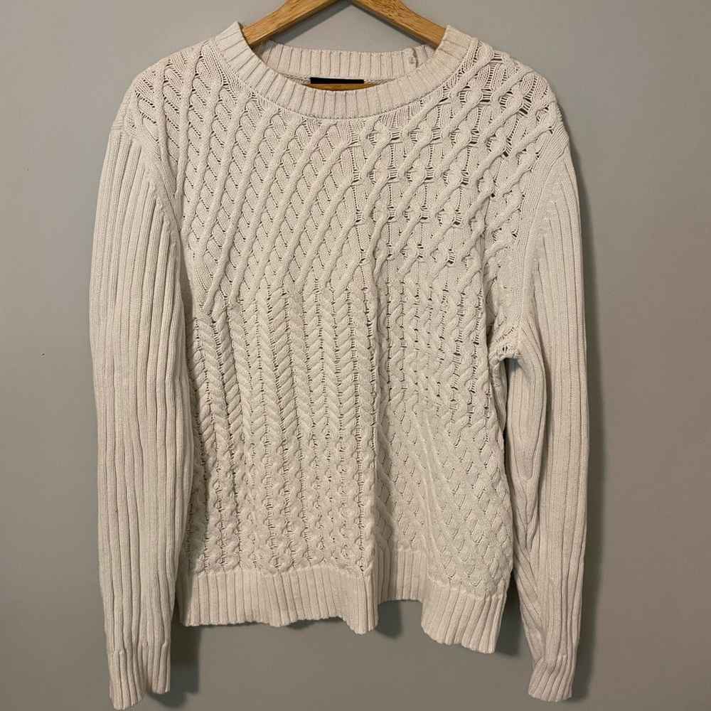 White waffle knit sweater size large by express